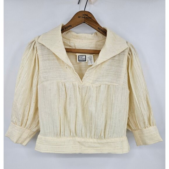VTG Just for Joseph Magnin Cream Gauze Top and Pants Set Womens 13/11 Wide Leg - Picture 2 of 9